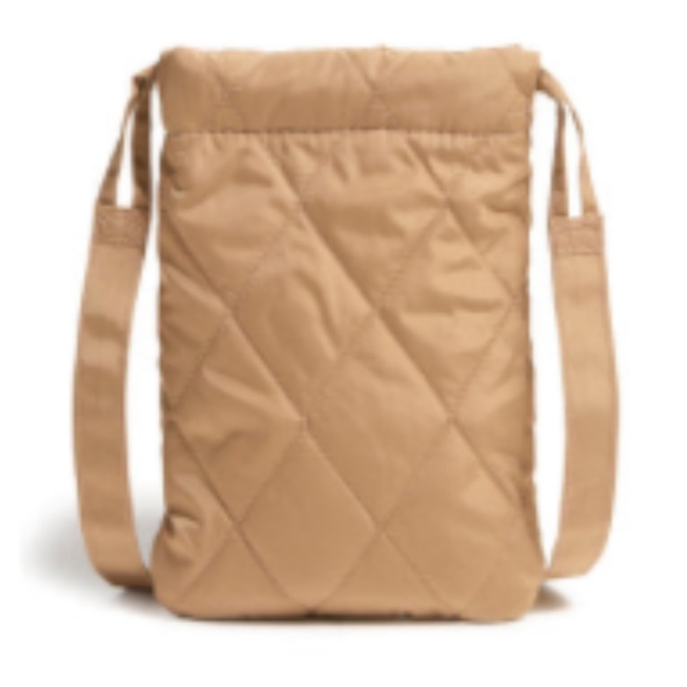 Vera Bradley tan slim easy crossbody. Drawstring closure. Adjustable strap. NWT